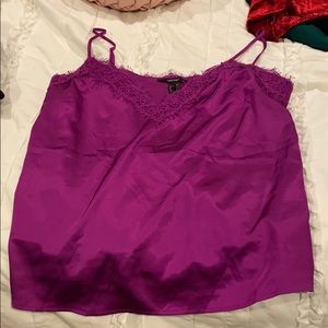 Purple satin and lace tank top